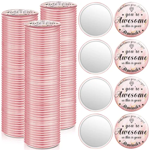 Tradder 120 piezas de espejo compacto a granel para mujeres, regalo de belleza rosa, día de la madre, regalos inspiradores de agradecimiento de
