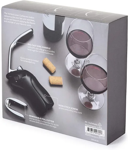 Miniatura 12 de OXO Sacacorchos de Palanca Vertical de Acero con Cortador de Papel de Aluminio Extraíble