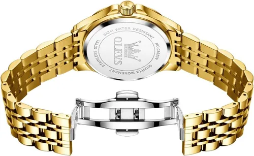 Miniatura 44 de OLEVS - Relojes de diamantes para hombres, relojes de vestir a prueba de agua, relojes analógicos de cuarzo de lujo con calendario de fecha y correa