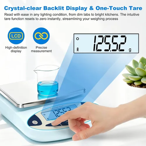 Miniatura 5 de Báscula de laboratorio 176.37 oz x 0.00 oz, balanza analítica digital de alta precisión, escala electrónica de precisión de 0.00 oz con pantalla LCD