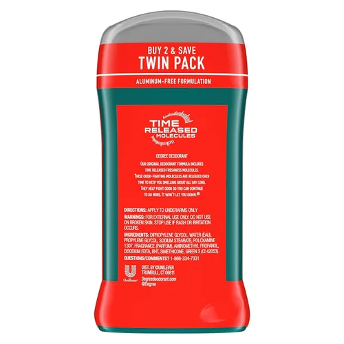 Miniatura 2 de Degree Desodorante de protección original para hombre, 2 unidades, desodorante de protección contra olores de 48 horas para hombres, 3 onzas