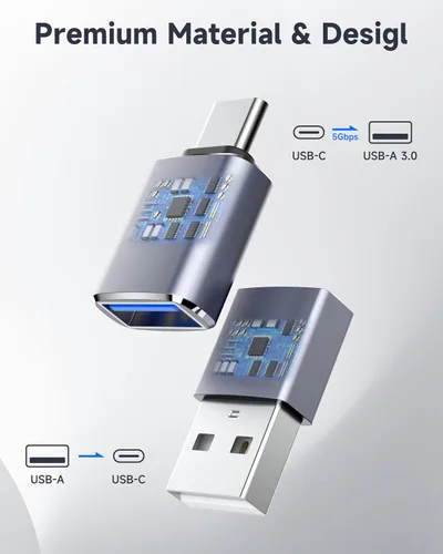Miniatura 7 de Adaptador USB a USB C, 4 unidades, [USB-C a USB-A] y [USB-A a USB-C], compatible con iPhone 17/16/15 Pro Max, MacBook Pro/Air, Samsung Galaxy