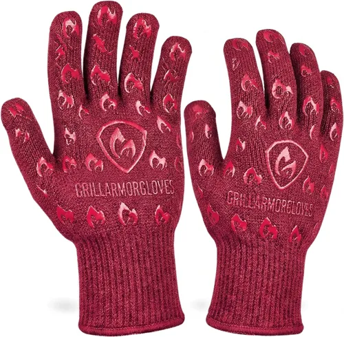 Miniatura 12 de Guantes para horno Grill Armor – Guantes resistentes al calor de 932 °F, al fuego y a los cortes para barbacoa, parrilla, cocina, asado, horneado