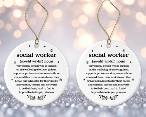 Miniatura 3 de Adorno de Navidad para trabajador social, regalo de diccionario de definición de trabajador social, mejor trabajador social de todos los tiempos