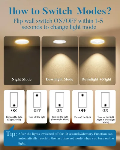 Miniatura 2 de Lightdot LED de 6 pulgadas empotrable con luz nocturna 1200LM 12W 120V regulable LED Downlight iluminación, 3000 K/4000 K/5000 K seleccionables