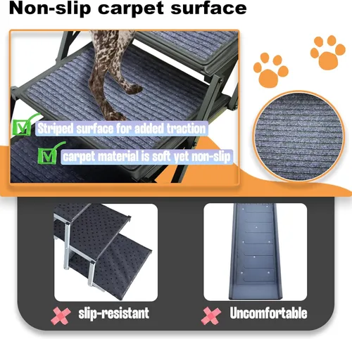 Miniatura 2 de Rampa para perros para auto, camión y SUV, escaleras plegables para perros grandes, escaleras plegables para mascotas con superficie antideslizante
