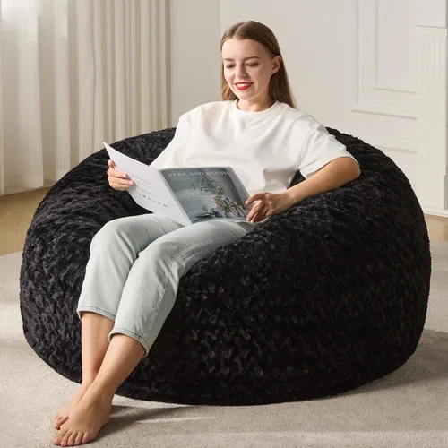 Miniatura 11 de Hobestluk Puf grande de 4 pies para adultos, con funda de piel de felpa chevrón, puf grande para sala de estar, dormitorio, residencia estudiantil