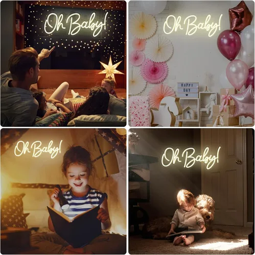 Miniatura 2 de Oh Baby - Letrero de neón para decoración de pared, letrero de luz de neón personalizado para decoración de baby shower, letreros LED de neón