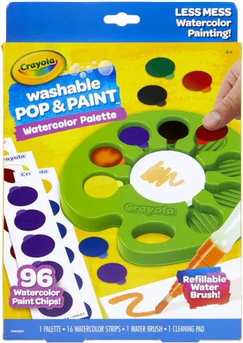Miniatura 7 de Crayola Paleta de Acuarela Pop & Paint, Kit de Pintura Lavable, Set de Pintura de Acuarela Sin Desorden para Niños, Artes y Manualidades, Regalos