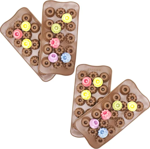 Molde de silicona para chocolate, mini molde de goma de calabaza para niños, 2 piezas de 15 cavidades y 1.2 pulgadas, mini pudín de silicona, jabón