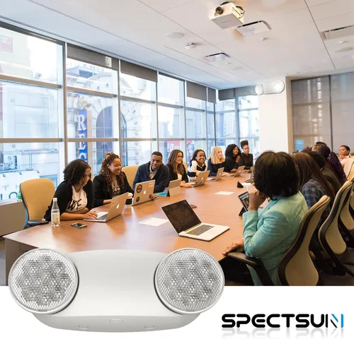 Miniatura 8 de 1 paquete de luces LED de emergencia para negocios, luces LED de salida de emergencia con batería de respaldo, 2 cabezales de ojo de insectos