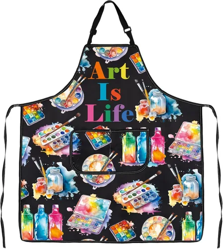 Miniatura 4 de JXGZSO Delantal de pintor para artistas, regalo para amantes del arte, pintor, regalo para artistas, delantal impermeable con bolsillo