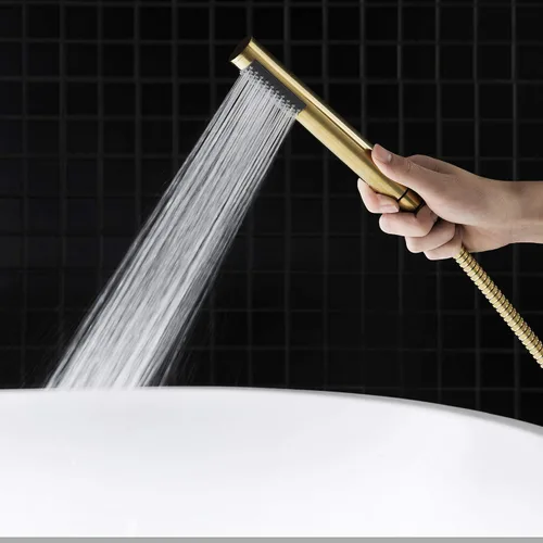 Miniatura 7 de WOODBRIDGE F0007 BG Grifo de bañera independiente relleno de bañera para montaje en el suelo de latón grifos de baño con ducha de mano, F-0007 Oro