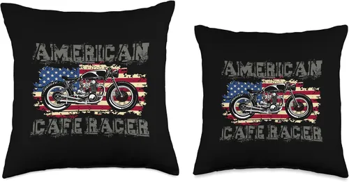 Miniatura 3 de American Cafe Racer Motorcycle Apparel and Merch American Cafe Racer Biker Men Women Adult Teens Boys Girls Throw Pillow, 16x16, Multicolor