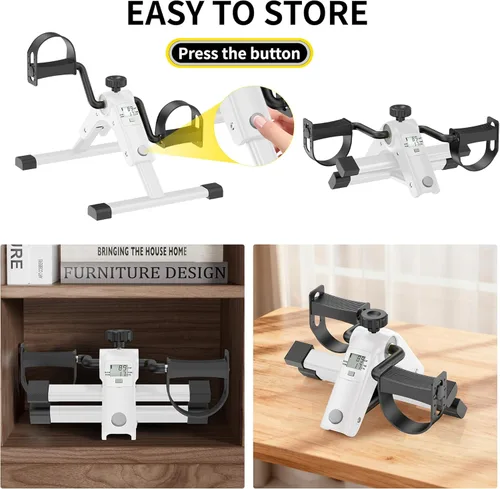 Miniatura 6 de MOMODA Under Desk Bike Pedal Exerciser with LCD Display Portable Mini Exercise Bike for Arm and Leg 2-Blanco