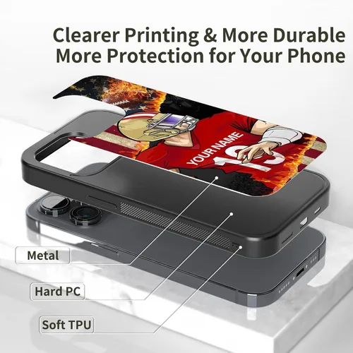 Miniatura 3 de Fundas de teléfono personalizadas con diseño lindo para fanáticos del equipo de fútbol para iPhone 11, 12, 13, 14, 15, 16, 17 Pro Max Plus Mini X 6