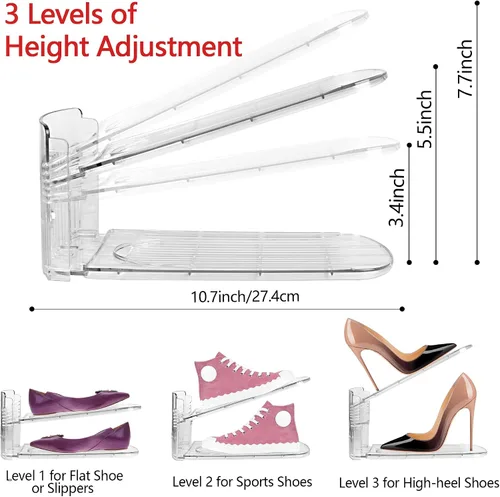 Miniatura 3 de Yes!Fresh Organizador de ranuras para zapatos, apilador de zapatos estilo boutique para un par de zapatos, zapatero separable para organización