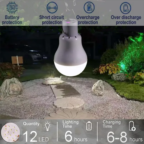 Miniatura 5 de Bombilla de Luz Solar Portátil 350LM Luz de Camping con Energía Solar Linterna LED para Exteriores para Lámpara Luz Senderismo Pesca Tienda