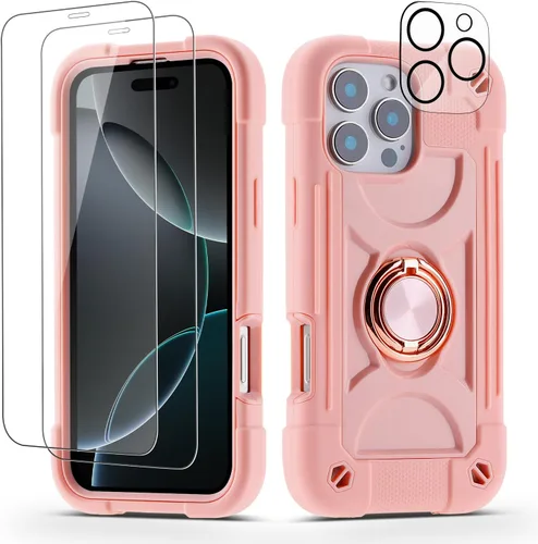 Miniatura 25 de Funda para iPhone 11 de 6.1 pulgadas con soporte de anillo, con 2 protectores de pantalla de vidrio, resistente a los golpes, resistente a