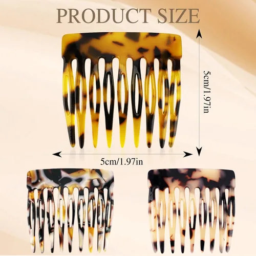 Miniatura 3 de 6 peines laterales franceses para accesorios de peinado, clips decorativos de sujeción fuerte para cabello de mujer (marrón, negro, rojo)