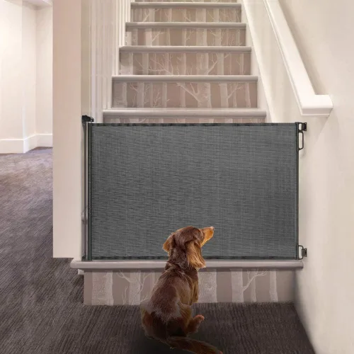 Miniatura 5 de EasyBaby Puerta retráctil para bebé, 33 pulgadas de alto, se extiende hasta 55 pulgadas de ancho, puertas de seguridad para bebés negros/niños