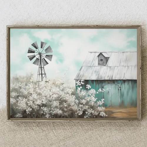 Miniatura 12 de BACKYMRJCART Arte de pared vintage de paisaje de campo de flores silvestres, paisaje, paisaje rústico, arte de pared, naturaleza, prado, pintura