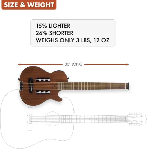 Miniatura 3 de Traveler Guitar Escape Mark III - Guitarra acústica de caoba Acústica portátil con amplificador de auriculares integrado Guitarra sin cabeza a