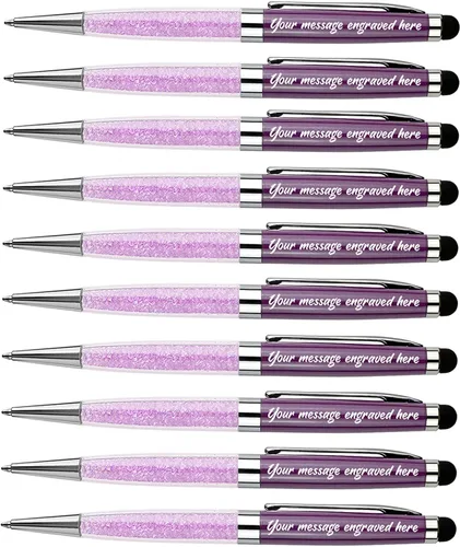 Miniatura 15 de Ancolo Bolígrafos grabados de lujo con punta de lápiz capacitivo, repuestos de tinta negra de cristal, bolígrafos de calidad, personalizados