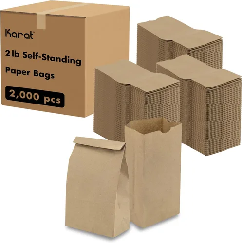 Karat 2lb Paper Lunch Bags - Kraft, 2,000 Count - Versatile Paper Bags for Small Business, Snacks, Popcorns or Party Favor - Sturdy, Self-Standing,