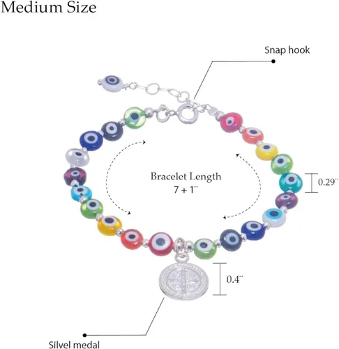 Miniatura 3 de Pulsera de ojo con medalla de plata de San Benito