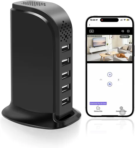 Cámara de seguridad espía oculta WiFi, cargador USB, FHD 1080P, cámara secreta inalámbrica para niñera para el hogar, oficina, dormitorio y