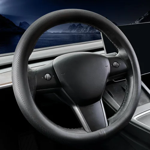 Miniatura 8 de Carodi Funda de gamuza para volante de automóvil, adecuada para funda de volante Tesla Model 3/Model Y
