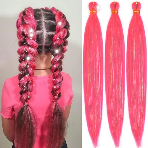 Miniatura 74 de Cabello trenzado preestirado ombré, extensiones de cabello trenzado sedoso, sin picazón, trenzas de cabello trenzado de ganchillo con textura Yaki