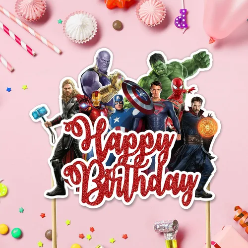 Miniatura 3 de Decoración para pastel de feliz cumpleaños de superhéroe, decoración de fiesta temática de cómics, perfecta para celebraciones de hombres y adultos