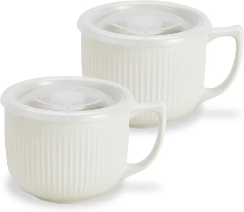 Miniatura 10 de Tazón de sopa de cerámica con asa de 32 onzas – Tazón de ramen para microondas con tapa, tazas y tazas de sopa para cereales, avena, ramen, fideos