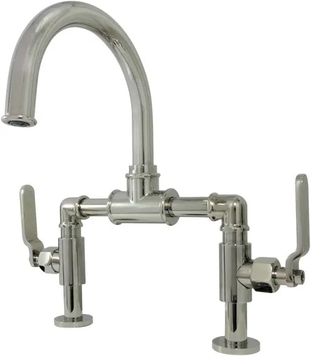 Kingston Brass KS2176KL Whitaker Bridge - Grifo de baño, 13.38 x 6.5 x 12.5, níquel pulido