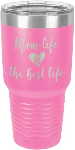 Miniatura 16 de Vaso grabado con texto en inglés "MOM LIFE IS THE BEST LIFE Engraved 30oz" grabado con láser en polvo de acero con revestimiento de polvo taza
