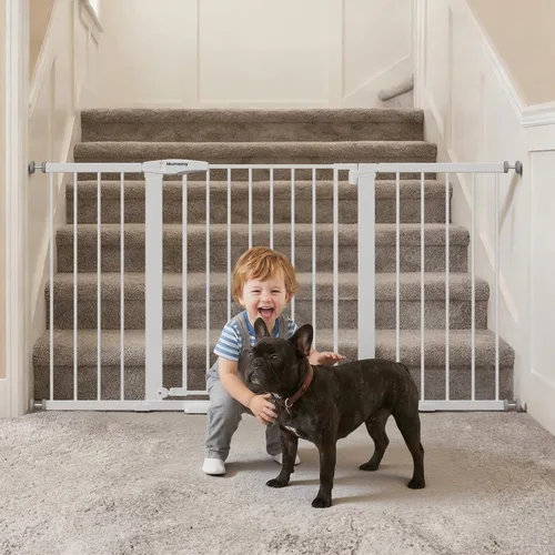 Miniatura 17 de Mumeasy Puerta de bebé extra ancha de 29.7 a 57 pulgadas, puerta grande para perros con cierre automático para puertas, puerta de seguridad
