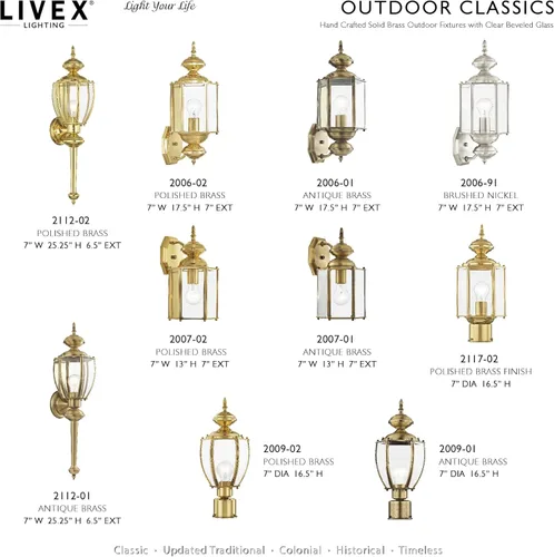 Miniatura 5 de Livex Lighting 2006-02 Basics - Farol de pared para exteriores, 1 luz, latón pulido