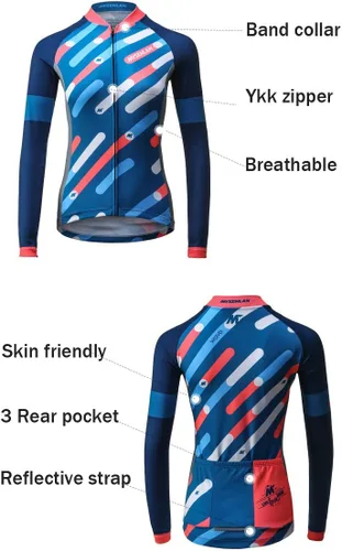 Miniatura 19 de Mysenlan - Conjunto de camiseta de manga larga transpirable para mujer, pantalones largos acolchados 3D, camisa de bicicleta, ropa de ciclismo