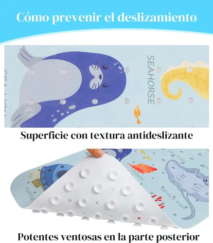 Miniatura 5 de Secopad Alfombra de Baño para Bañera Antideslizante, Lavable a Máquina, Alfombra Antideslizante de Dibujos Animados para Bañera de Bebé y Ducha