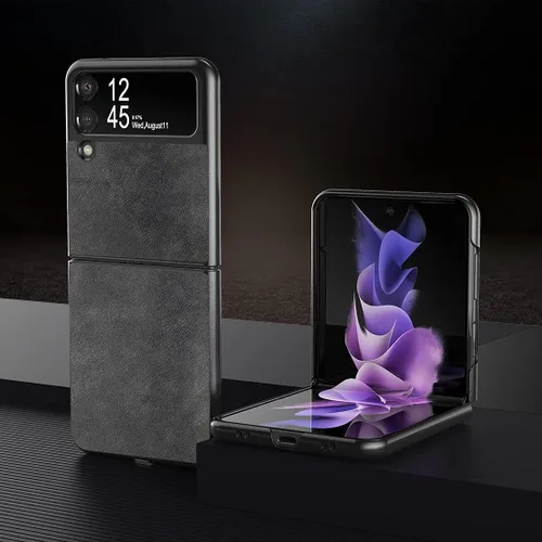Miniatura 5 de Foluu Funda para Samsung Galaxy Z Flip 3 5G, Galaxy Z Flip 3 5G, piel sintética + carcasa de policarbonato duro ultra fina y duradera funda