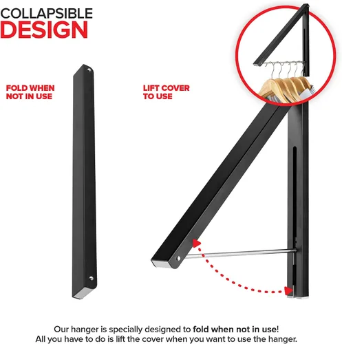 Miniatura 3 de Percha Única Plegable para Ropa, Perchero Retráctil de Pared para Secador de Ropa, Barra Colgante para Secar, Pequeños Estantes Plegables para Ropa
