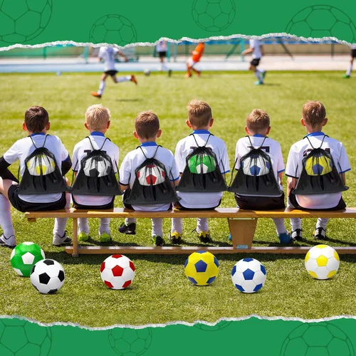 Miniatura 7 de Paquete de 6 pelotas de fútbol de Navidad desinfladas con bomba para niños, artículos a granel, pelotas de fútbol con bolsa deportiva de malla