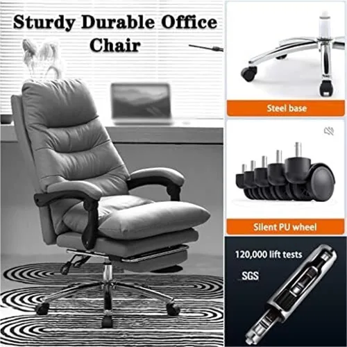 Miniatura 6 de Executive Big and Tall Office Chair Heavy Duty High Back Reclining Computer Desk Chair with Massage Back Linkage Armrests and Retractable Footrest