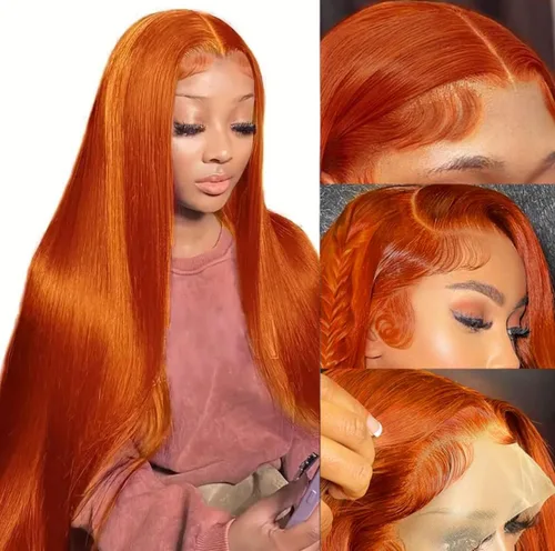 Miniatura 13 de TTSMINS 13x6 Pelucas de encaje frontal degradado para mujeres de cabello humano, densidad 180, color 4/27, resaltado, HD, transparente, 20 pulgadas