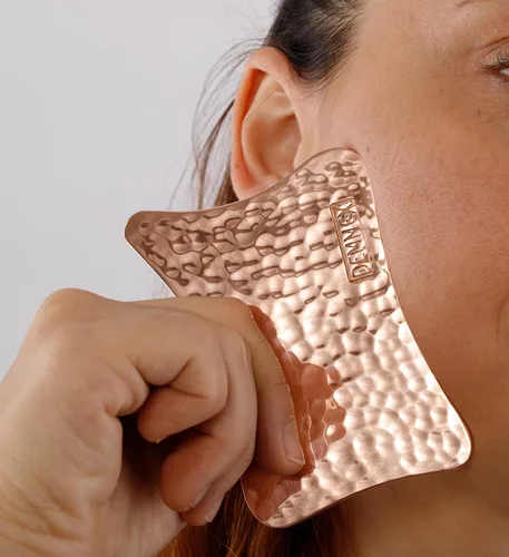 Miniatura 3 de DEMMEX Masajeador facial de cobre puro, herramienta de masaje facial Gua Sha, raspador de piel muerta, 0.079 in de grosor, 100% cobre puro sin
