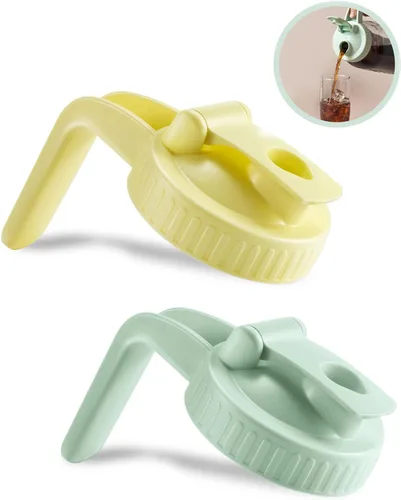 Miniatura 24 de Paquete de 2 tapas para frascos Mason de boca ancha en forma de V con asa, tapa con pico vertedor para frasco Mason con tapa abatible extendida, Rosa
