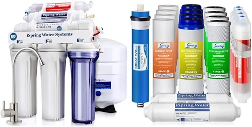 iSpring RCC7AK - Sistema de filtro de agua potable por ósmosis inversa de 6 etapas con reimineralización alcalina, pH natural, color blanco