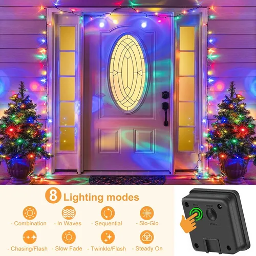 Miniatura 2 de 2 Pack de luces solares de Navidad para exteriores, tira de luces solares de 80 pies con 240 LED para exteriores, impermeables, 8 modos de luz
